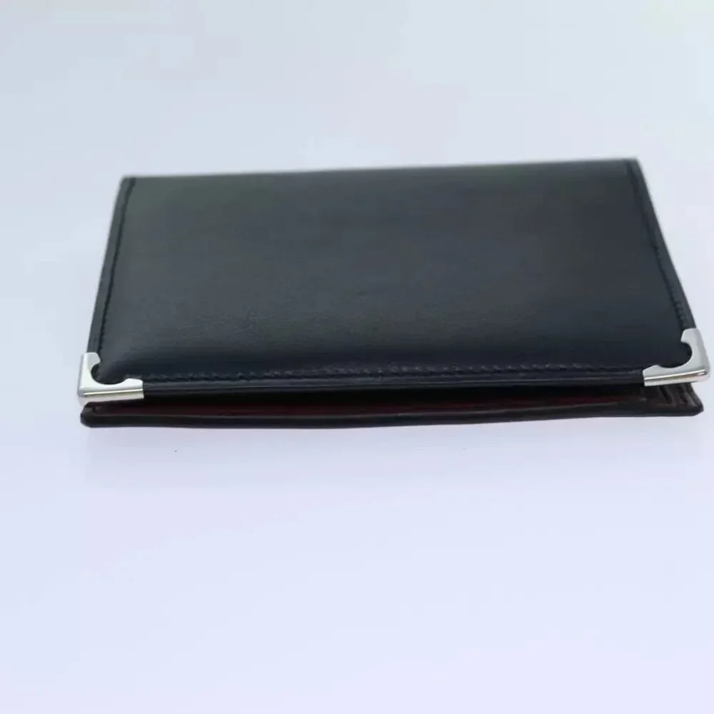 CARTIER Card Case Leather Black Auth
